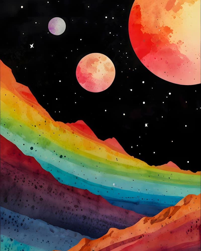 Cosmic Rainbow Mountains by Kintsugi99 — canvas wall art