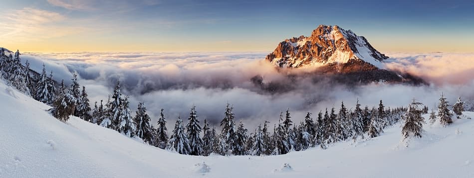 Golden Mountain Above Clouds