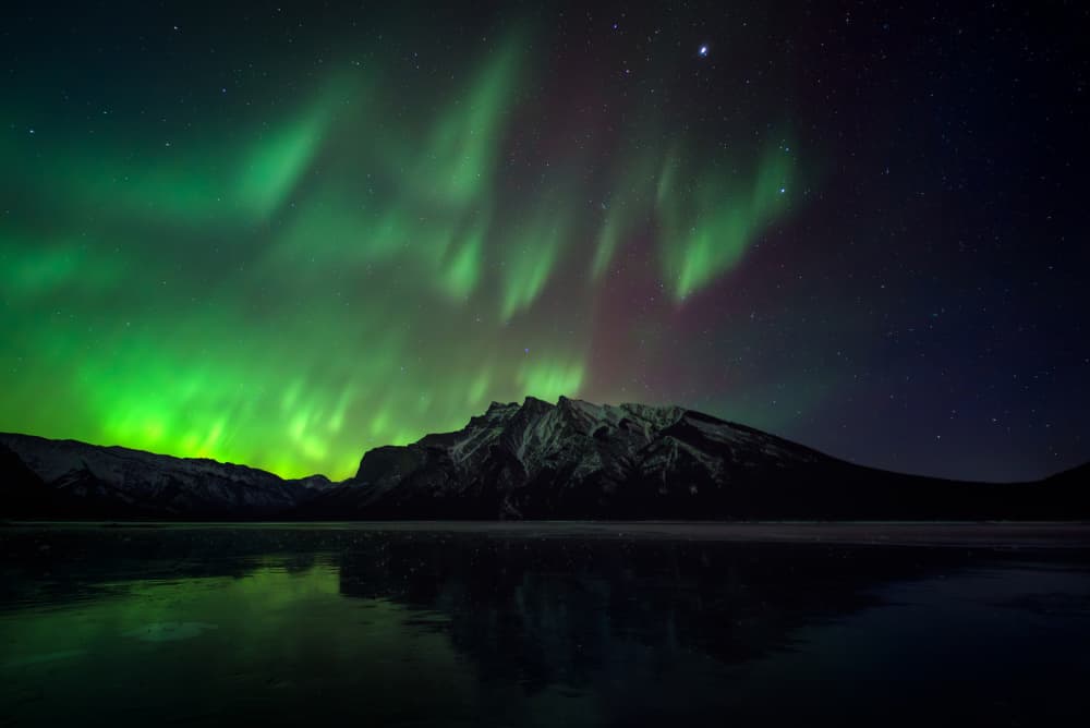 Aurora Over Mountain Lake by Jenny L. Zhang — canvas wall art