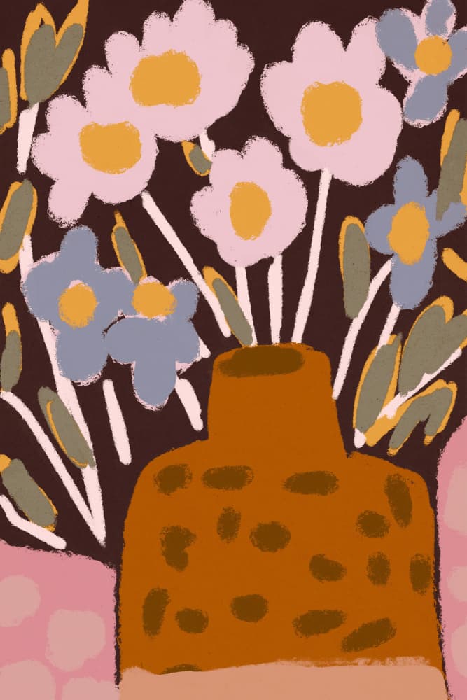 Petals and Clay Vase by Treechild — canvas wall art