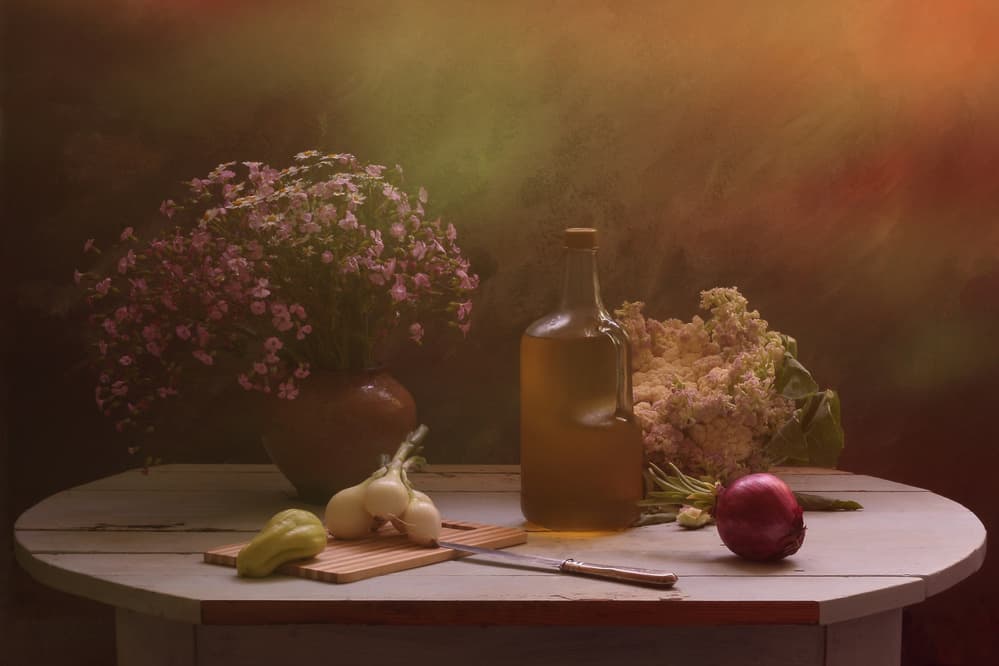 Harvest Table with Flowers by UstinaGreen — canvas wall art