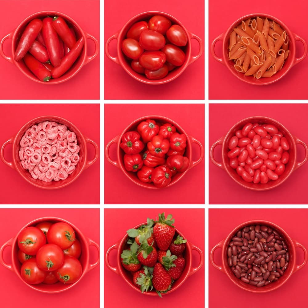 Vibrant Red Food Grid by Sarah Saratonina — canvas wall art