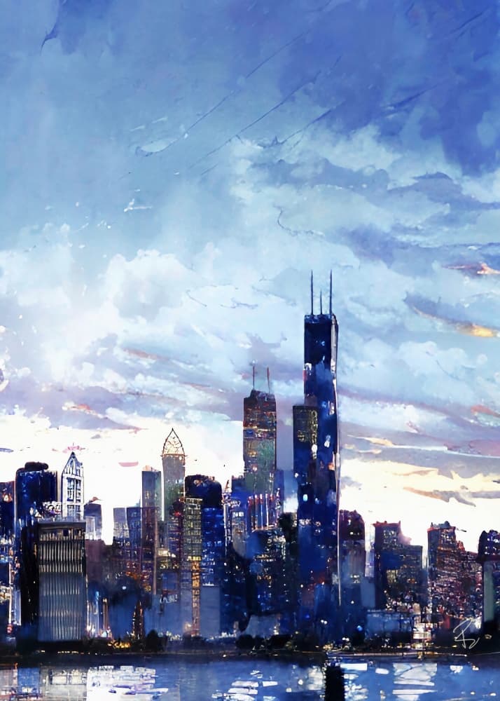 Twilight City Skyline by Ruth Day — canvas wall art