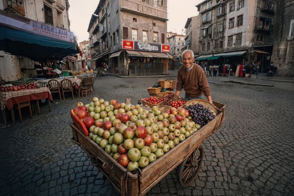 Smiling Fruit Seller by Giuseppe Satriani — canvas wall art