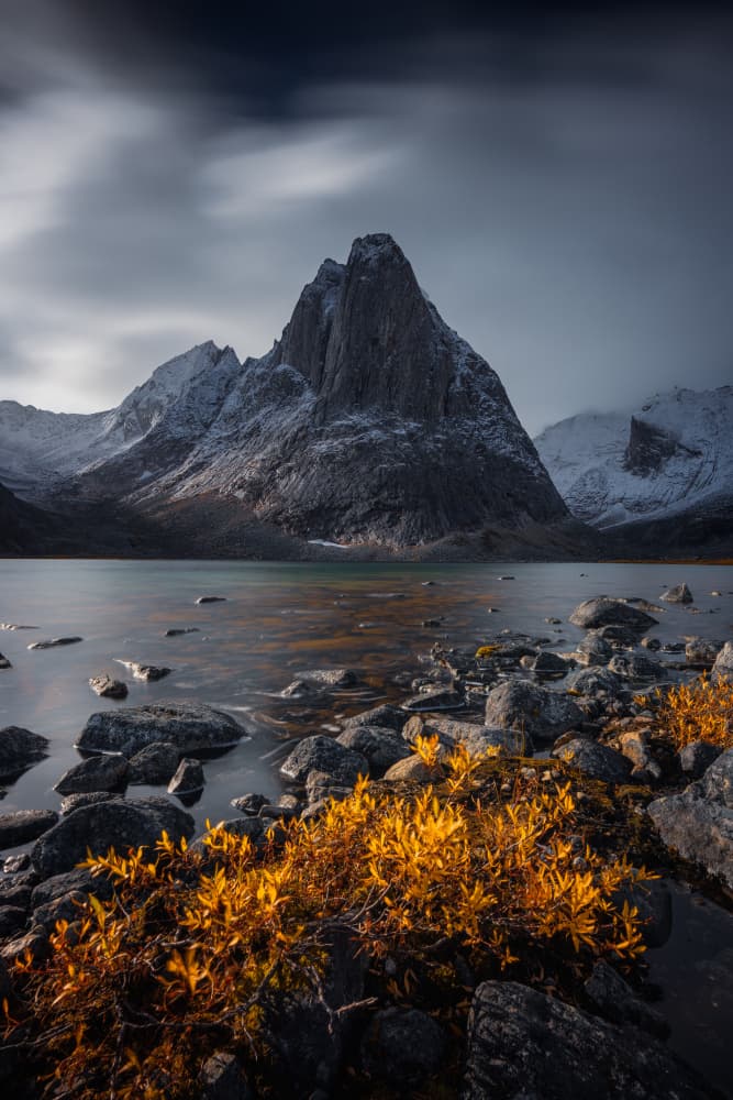 Moody Mountain Lake by Willa Wei — canvas wall art