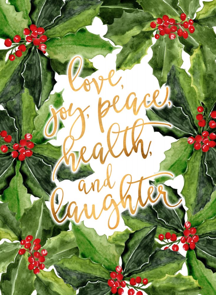 Holly Holiday Wishes by Rosana Laiz Blursbyai — canvas wall art