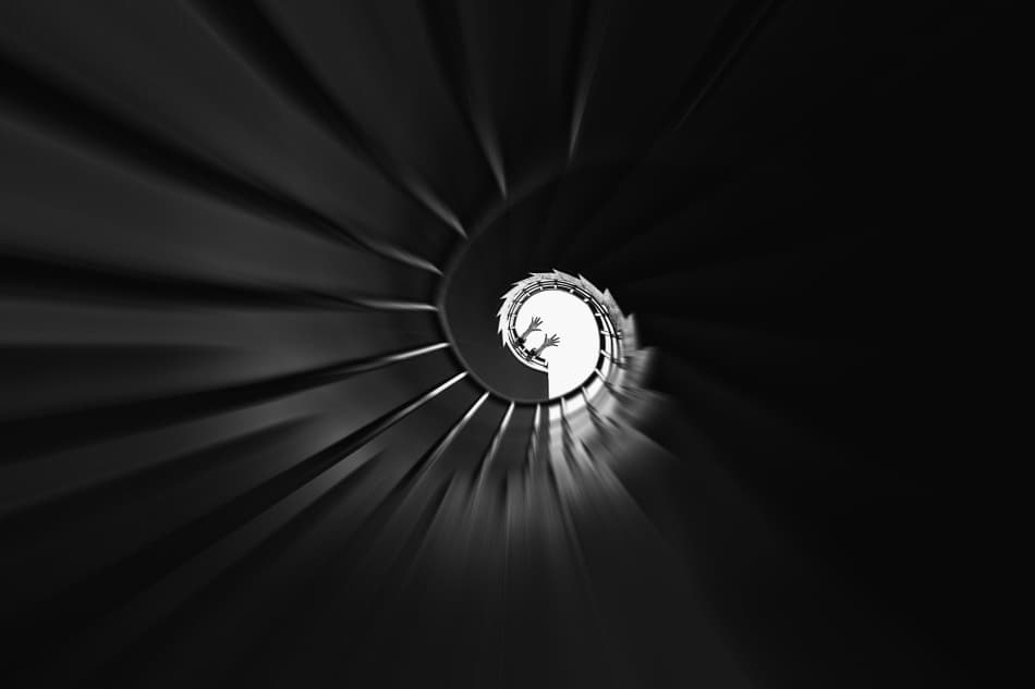 Abstract Spiral Reaching Hands by Keisuke Ikeda @ blackcoffee — canvas wall art