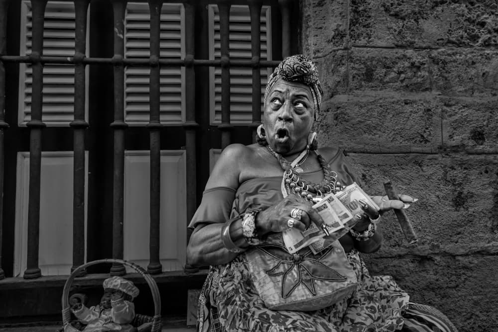 Shocked Woman With Money by Hong Chen — canvas wall art