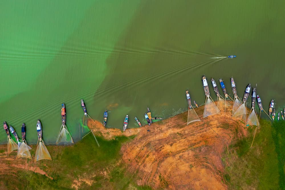 Overhead Fishing Boats by Phat Dao Tan — canvas wall art