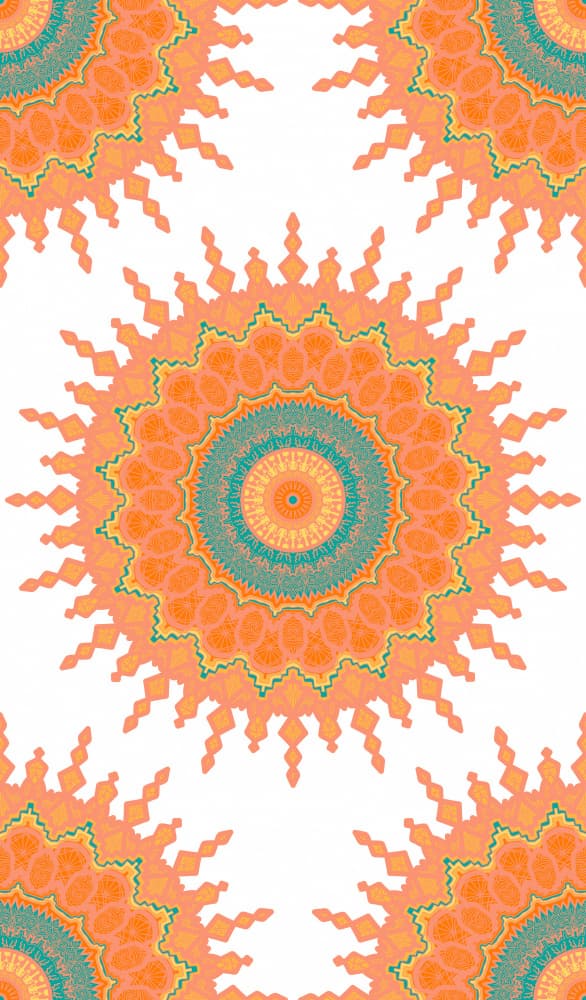Orange Teal Mandalas by Marika Barsrsind — canvas wall art