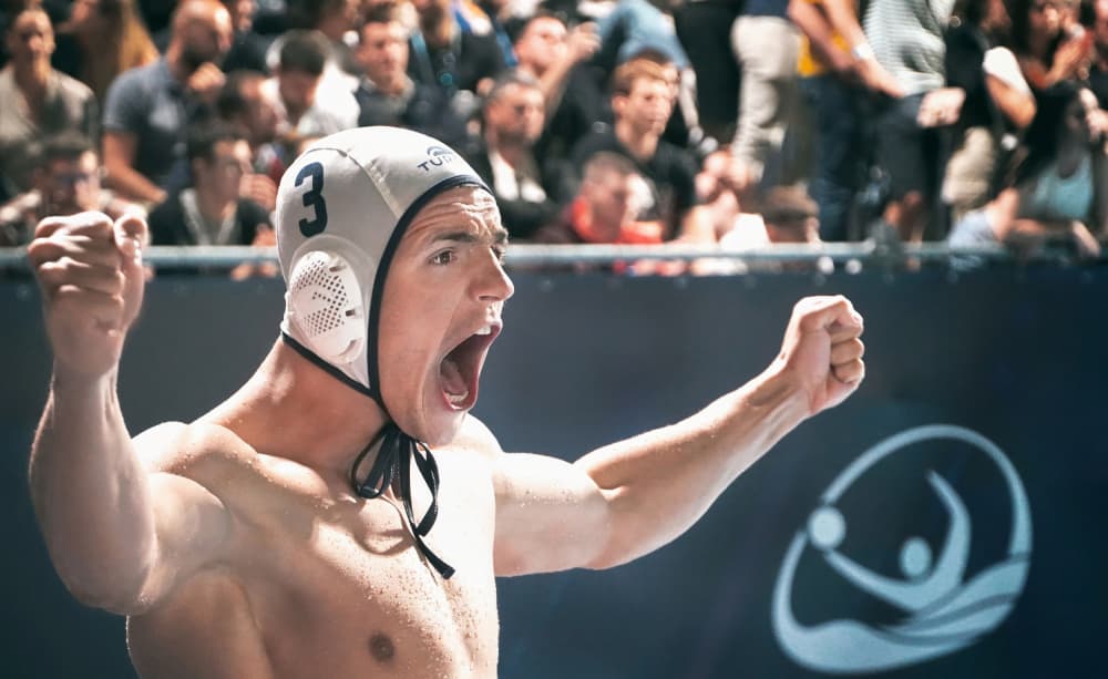 Triumphant Water Polo Player by Miodrag Kosanovic — canvas wall art