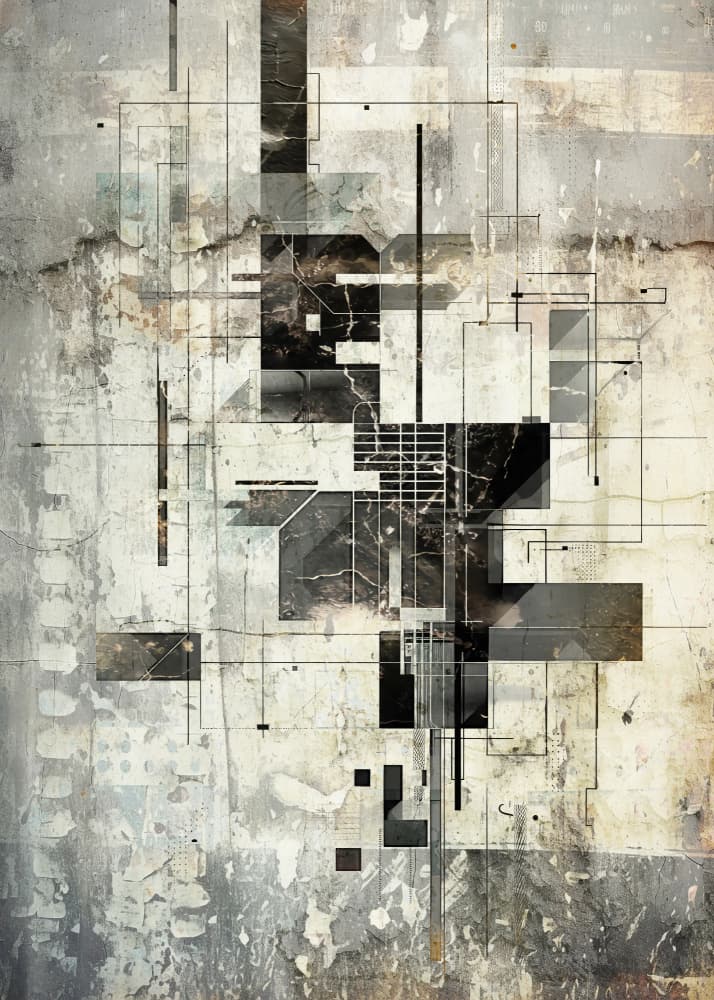 Distressed Geometric Structure by Rafal Kulik — canvas wall art