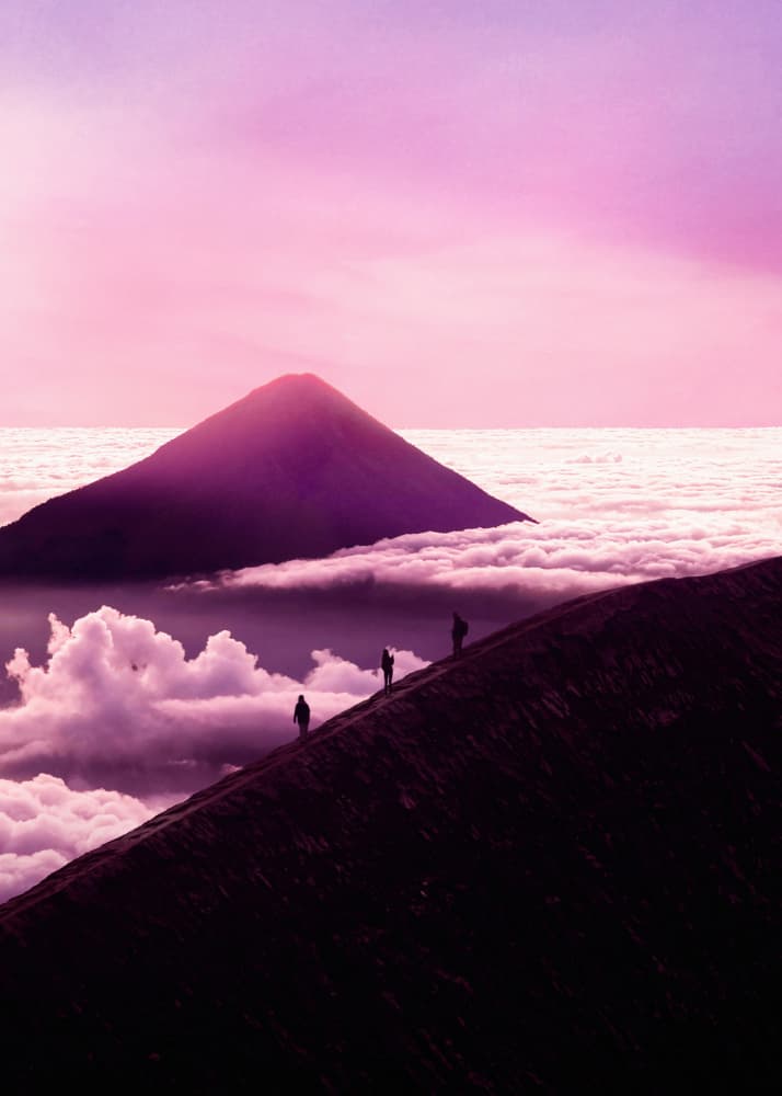 Pink Sky Mountain Hike by Ariz Rab — canvas wall art