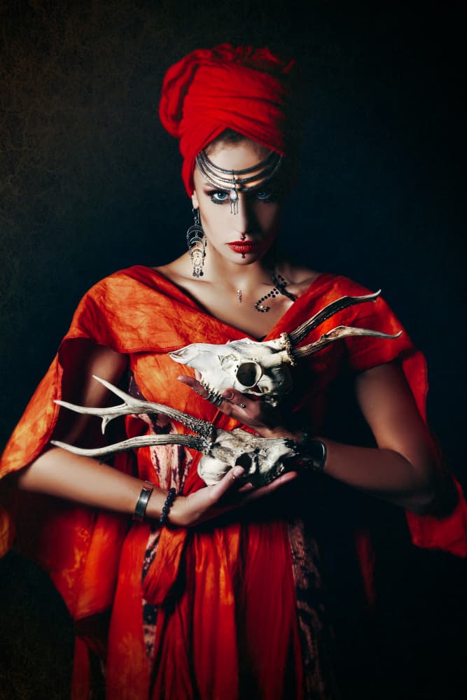 Enigmatic Red Shaman by Ruslan Bolgov — canvas wall art