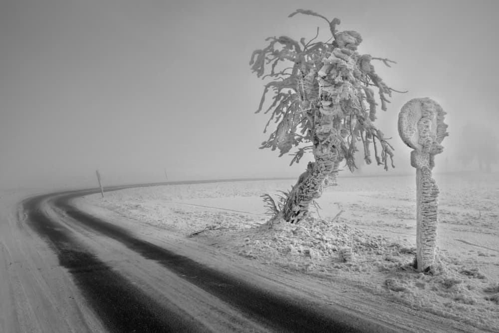 Icy Winter Road by Holger Goehler — canvas wall art