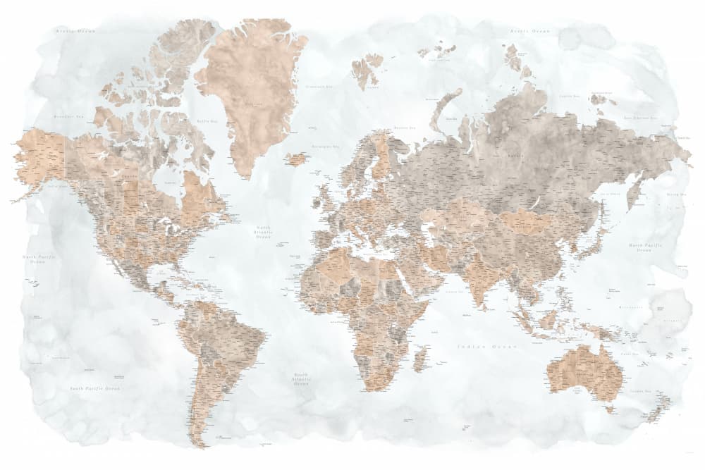 Vintage World Map by Rosana Laiz Blursbyai — canvas wall art