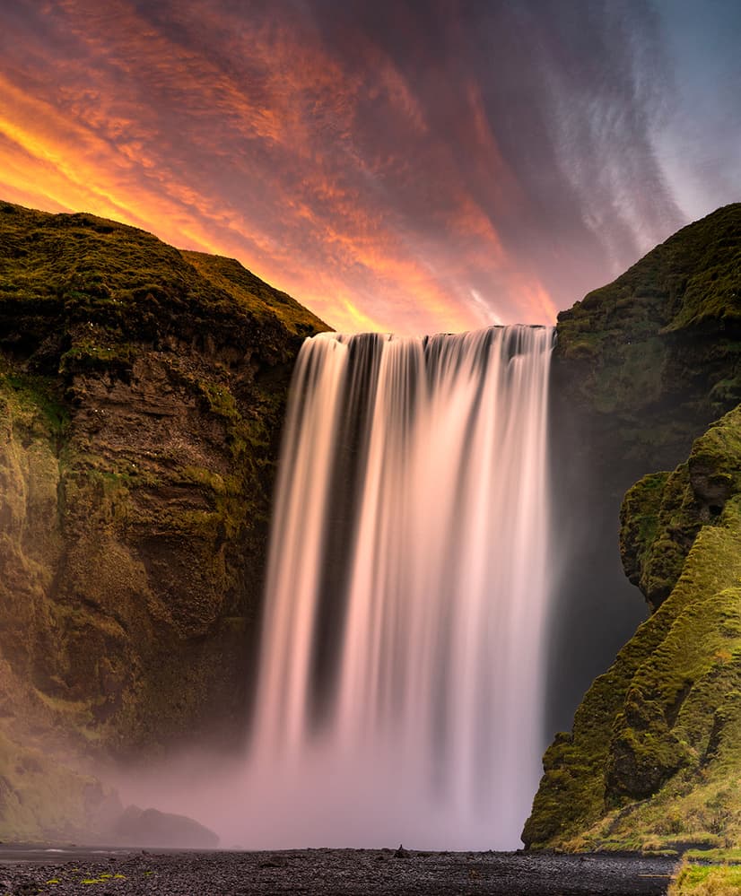 Majestic Sunset Waterfall by Keller — canvas wall art
