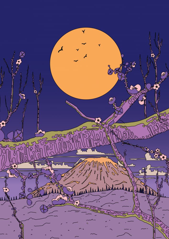 Full Moon Over Fuji Blossoms by Nicholas — canvas wall art