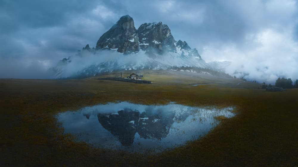 Misty Mountain Reflection by Sabine Weise — canvas wall art