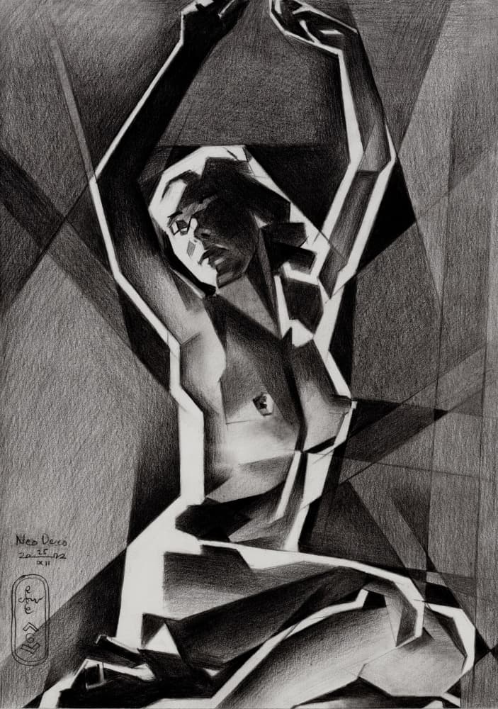 Dynamic Geometric Nude by Corné Akkers — canvas wall art