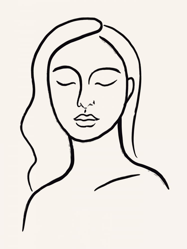 Serene Woman Line Art by Little Dean — canvas wall art