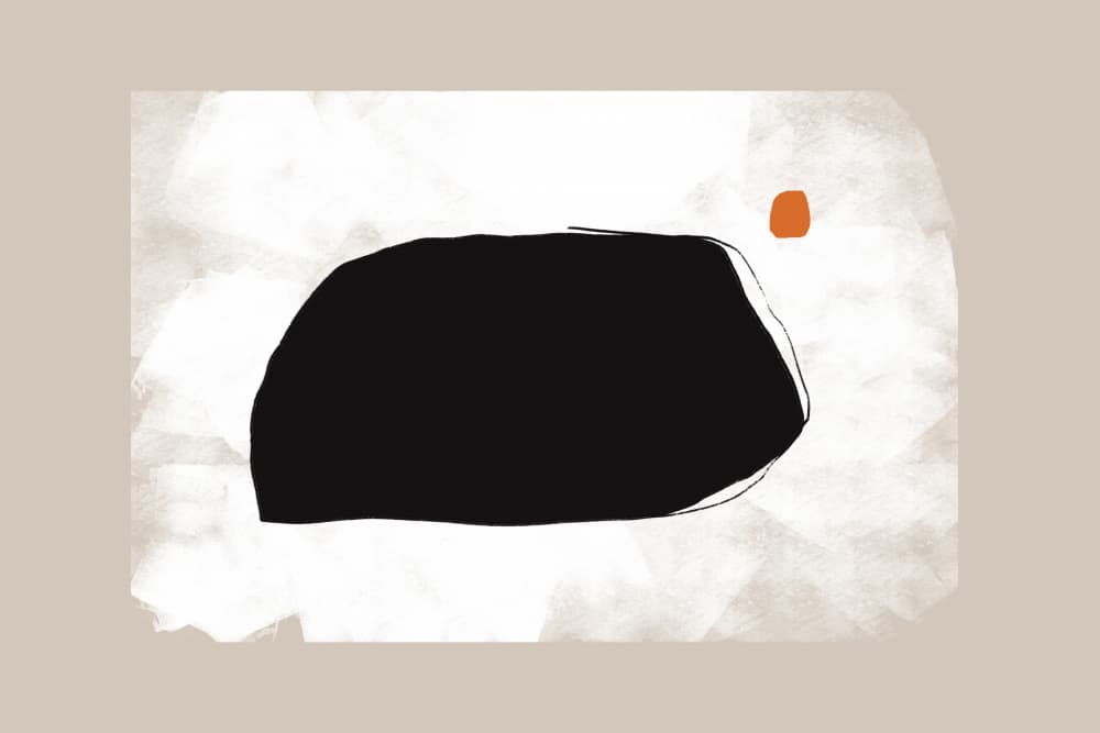 Black Shape On A Textured Beige Background by uplusmestudio — canvas wall art