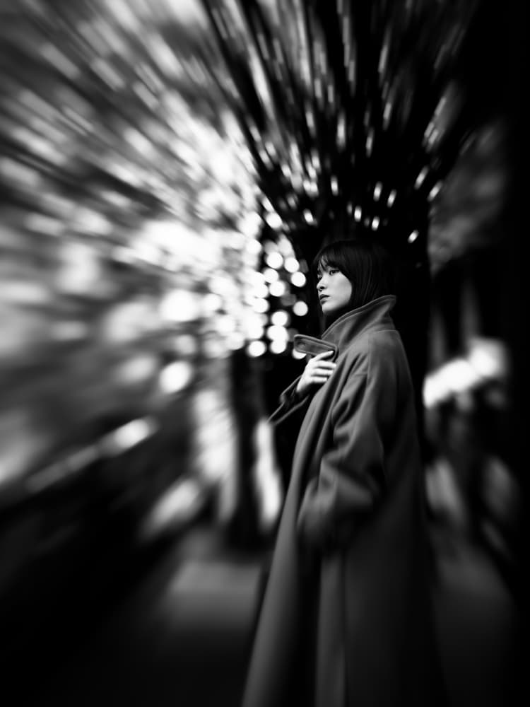 Pensive Woman City Lights by Yuzo Fujii — canvas wall art