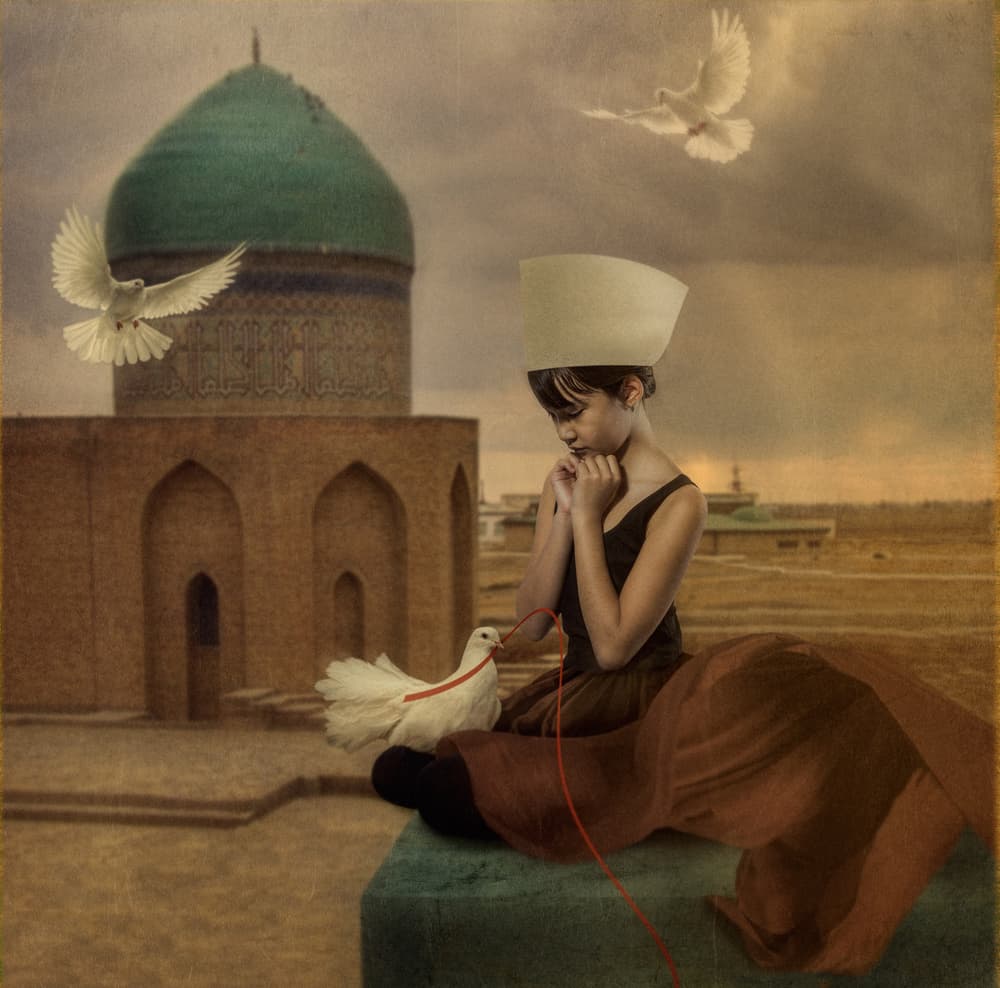 Contemplative Child Dove by Svetlana Melik-Nubarova — canvas wall art