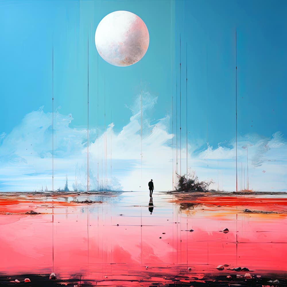 Red Water Moon Walk by Justyna Jaszke — canvas wall art