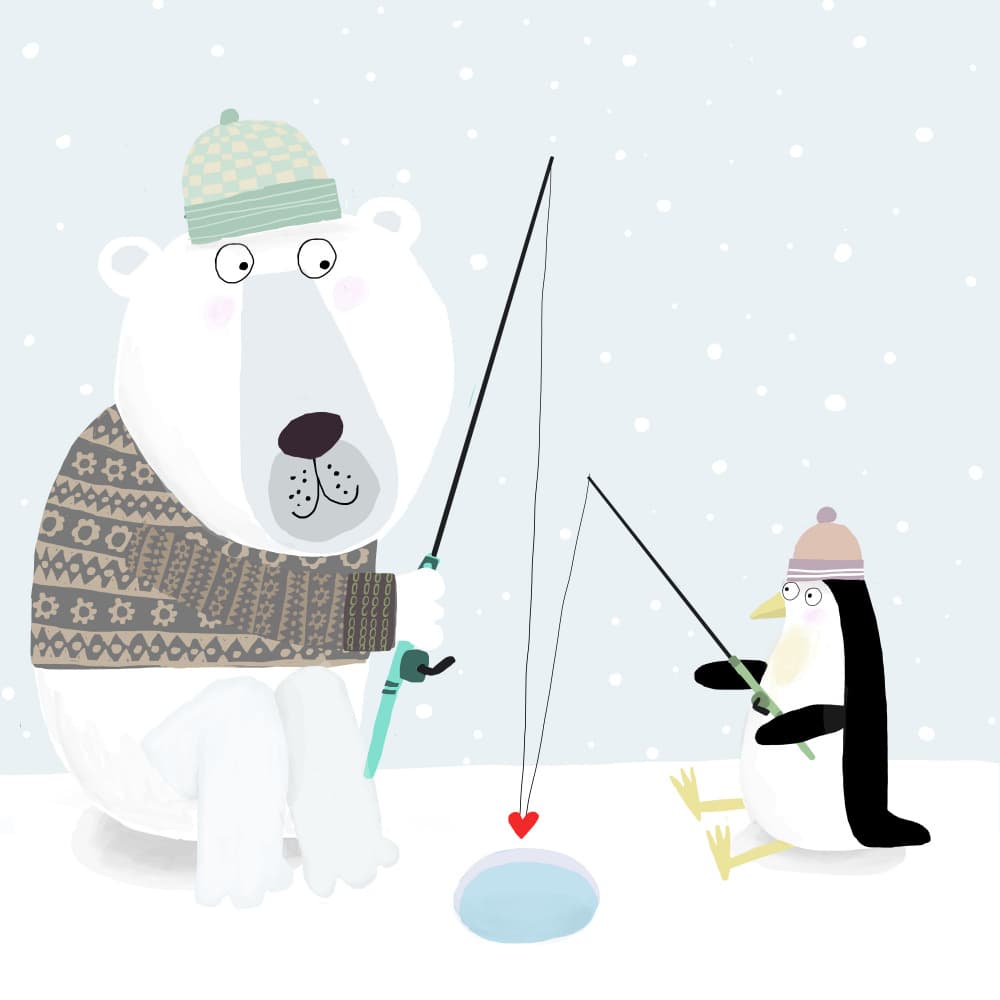 Arctic Friends Fishing by Carla Daly — canvas wall art