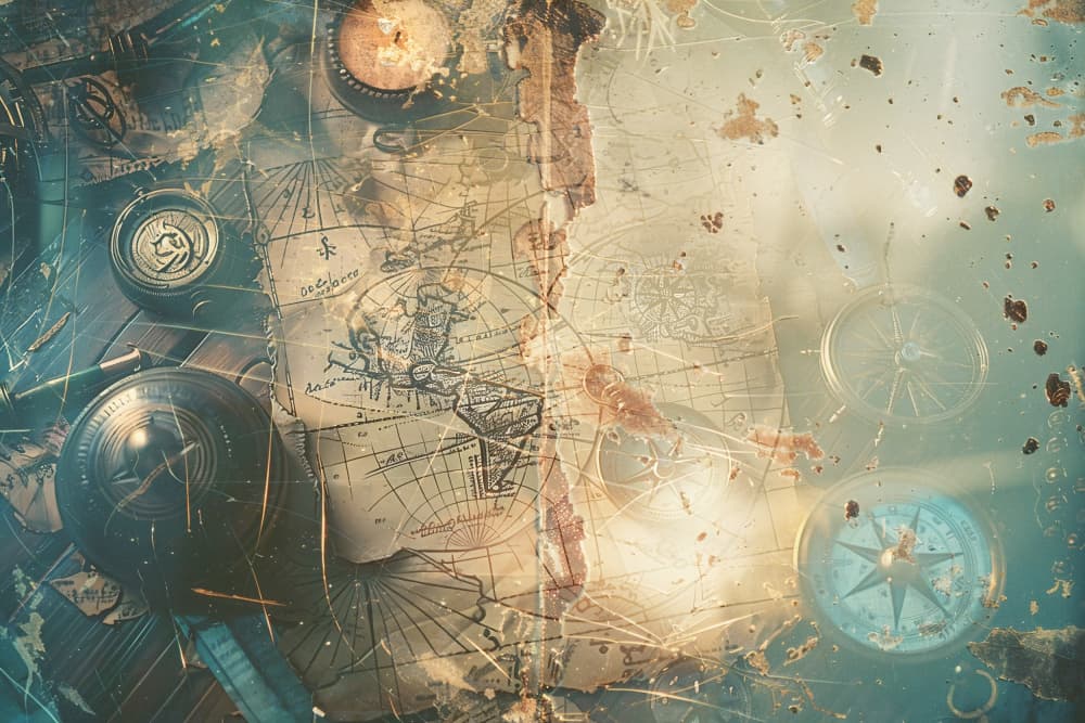 Vintage Map And Compasses by Rafal Kulik — canvas wall art