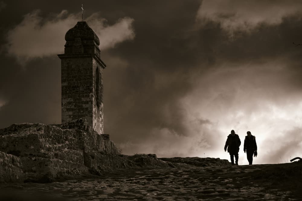 Silhouettes By Stone Tower by Vito Muolo — canvas wall art