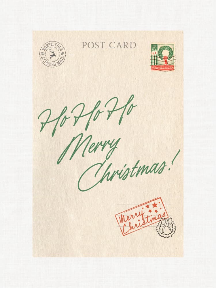 Vintage Christmas Postcard by Jolly and Dash — canvas wall art