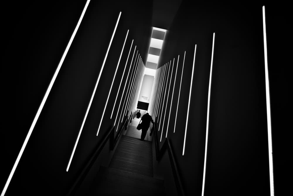 Solitary Staircase Descent by Marc Huybrighs — canvas wall art