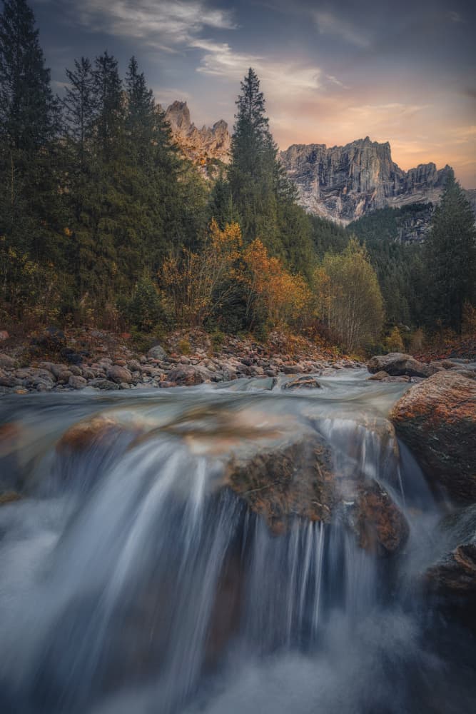 Alpine Autumn Cascade by Marko Klavs — canvas wall art