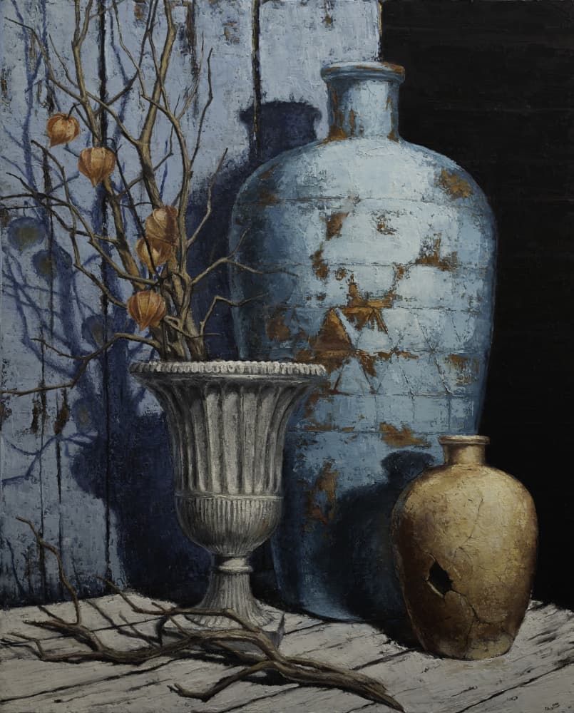 Distressed Blue Still Life by Ekaterina Andersson — canvas wall art