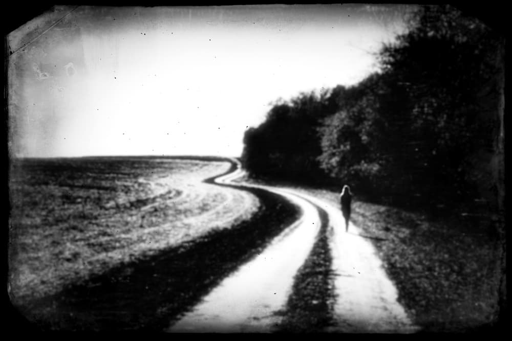 Lone Figure Winding Road by Elena Raceala — canvas wall art