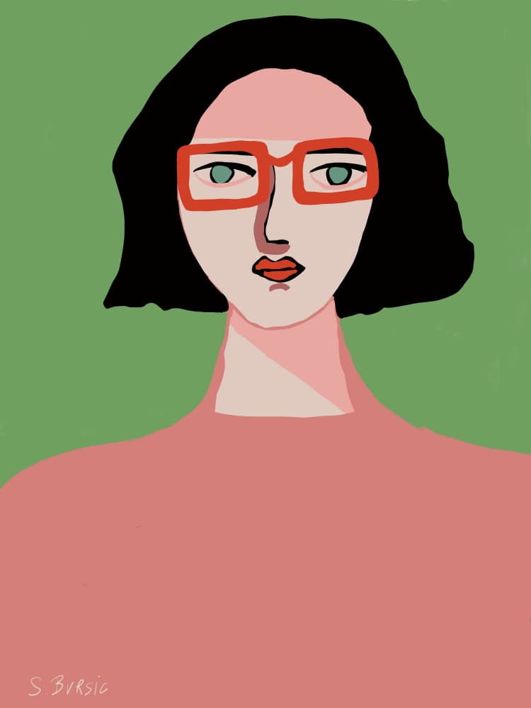 Confident Woman in Glasses by Sharyn Bursic — canvas wall art