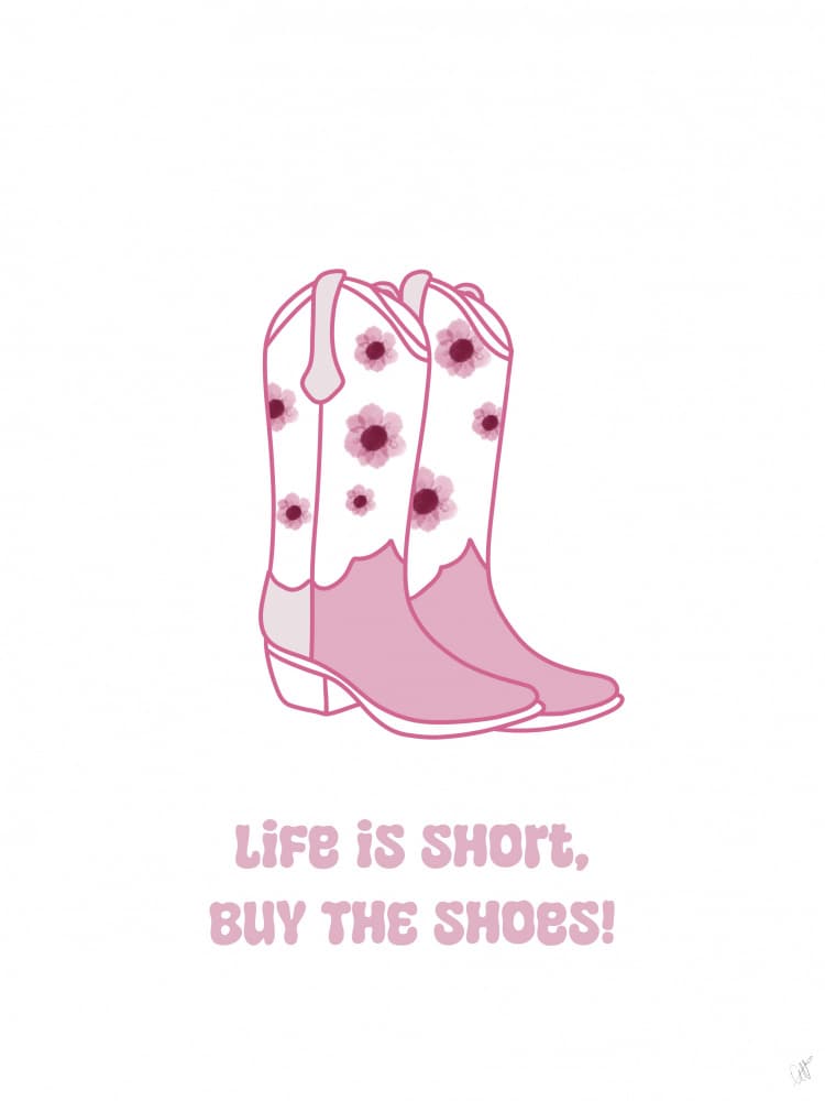Life Is Short Pink Boots by Anne-Marie Volfova — canvas wall art