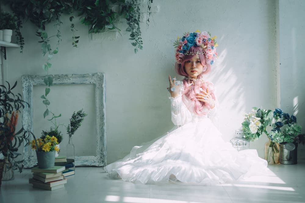 Whimsical Flower Crown Girl by h112o1 — canvas wall art
