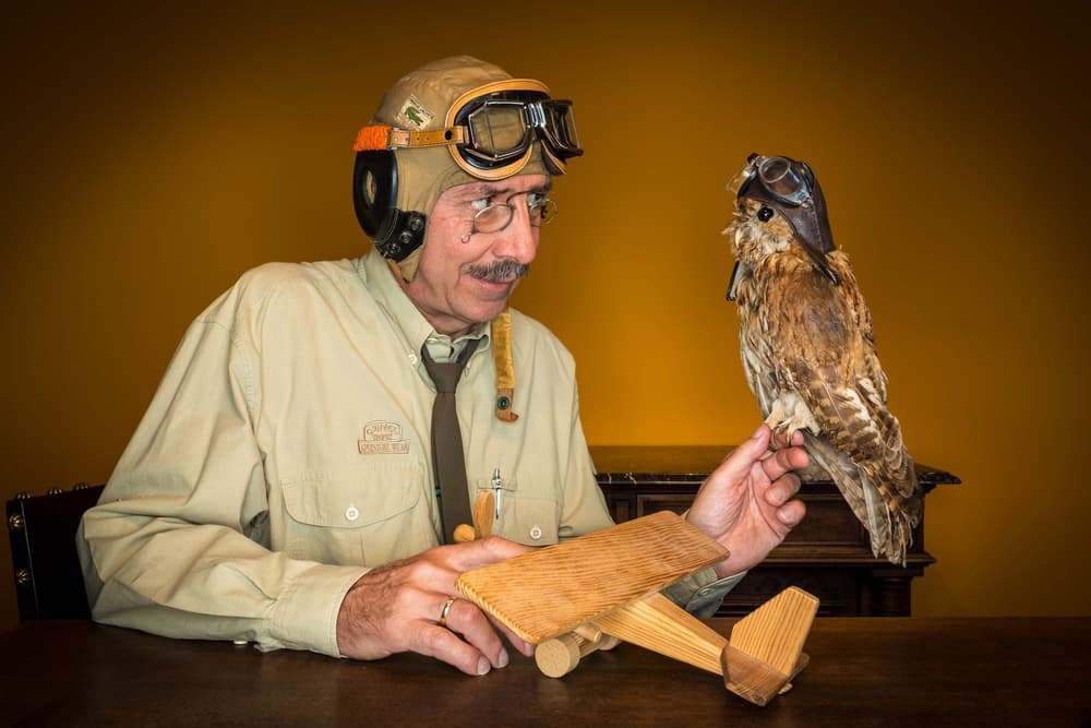 Vintage Aviator And Owl by tom r. grabuschnigg (tomtitan) — canvas wall art