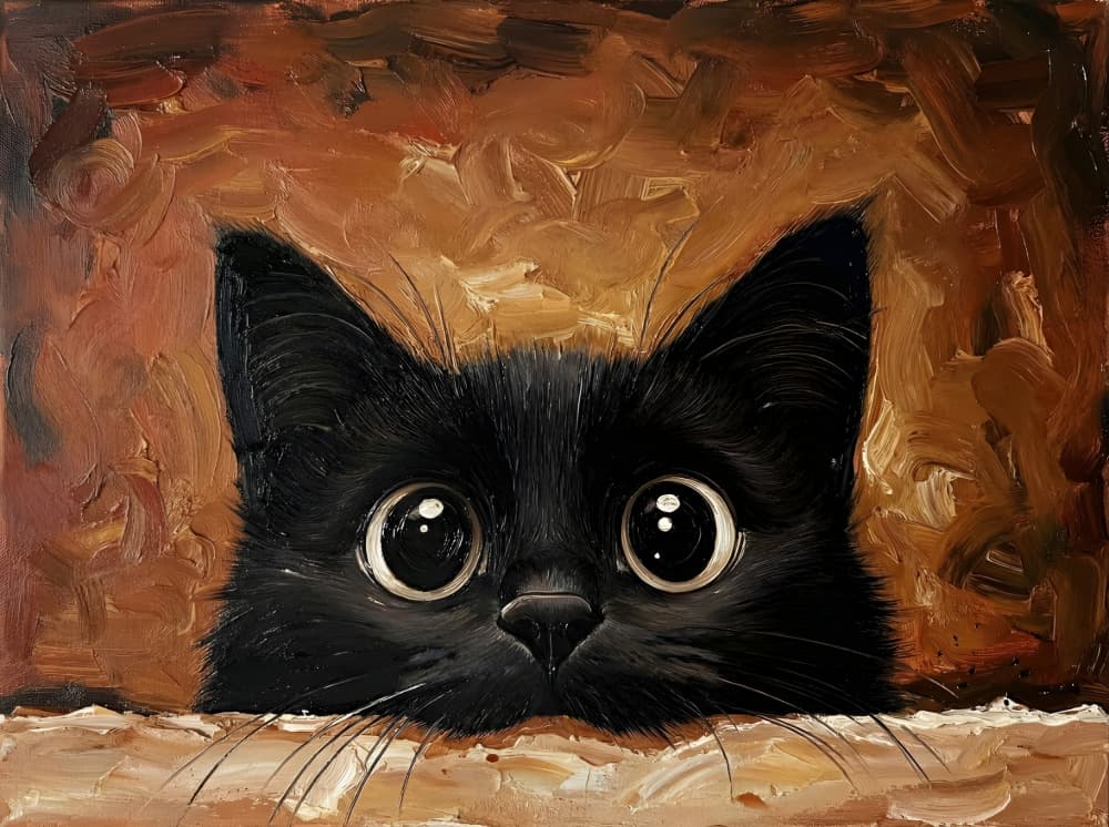 Cute Black Kitten by HUGO — canvas wall art