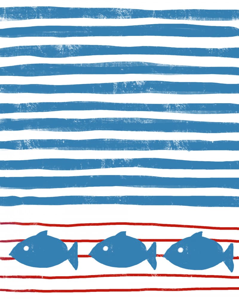 Nautical Striped Fish by Bronwyn Baker — canvas wall art