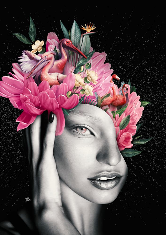 Vibrant Floral Woman by Paste in Place — canvas wall art