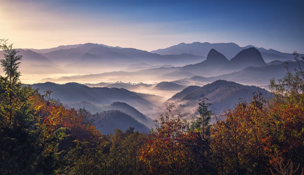 Misty Mountain Sunrise by Tiger Seo — canvas wall art