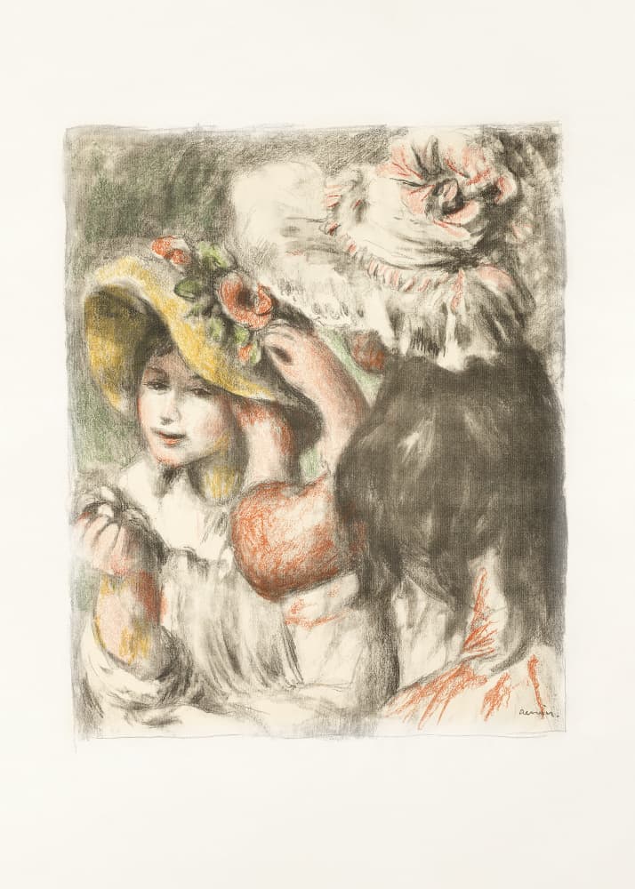 Pinning the Hat by Pierre Auguste Renoir — canvas wall art