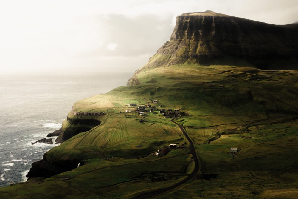 Sunlit Cliffside Village by Theodor Gerhamn — canvas wall art