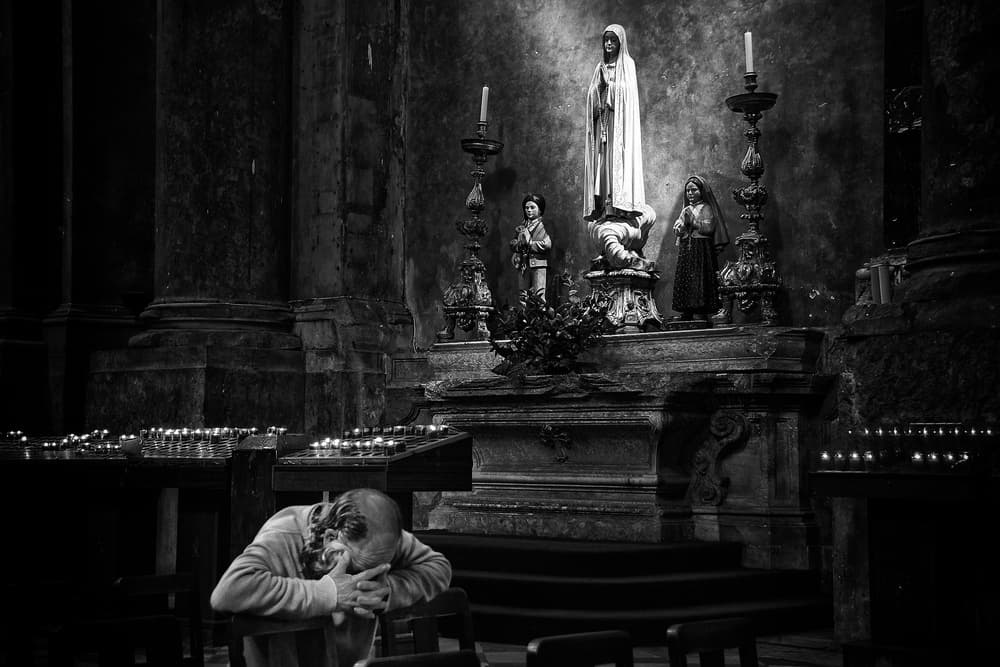 Quiet Prayer in Church by Fernando Alves — canvas wall art