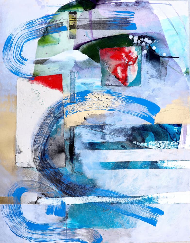 Dynamic Blue Layers by POOVI ART — canvas wall art
