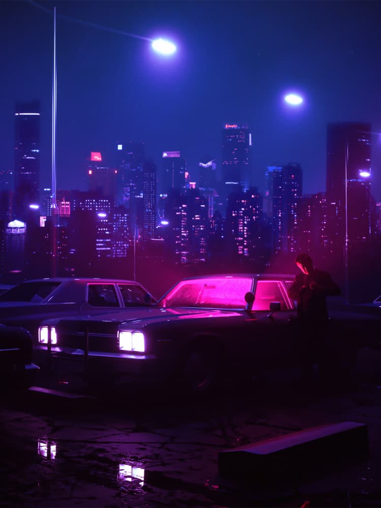 Dark Neon Cityscape by Ritvik takkar — canvas wall art